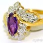 Amethyst & Diamond Ring 14K Yellow Gold (February )