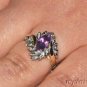 Amethyst & Diamond Ring 14K Yellow Gold (February )