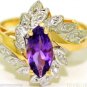 Amethyst & Diamond Ring 14K Yellow Gold (February )