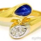 Blue Star Sapphire & Diamond Ring