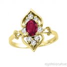 Oval Ruby and White Sapphire Ring 14K Yellow Gold