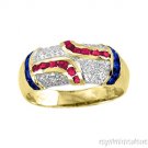 Rubies, Sapphires and DIamonds set in 14K Yellow Gold