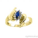 Marquise Sapphire and Diamond Ring 14K Yellow Gold