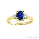 Oval Sapphire and Diamond Ring 14K Yellow Gold