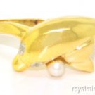 Pearl Ring 14K Yellow Gold Dolphin Design