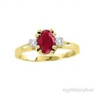 Oval Ruby and Diamond Ring 14K Yellow Gold