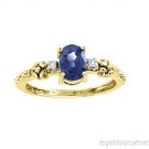 Oval Sapphire and Diamond Ring 14K Green Gold