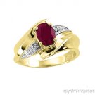 Oval Ruby and Diamond Ring set in 14K Yellow Gold