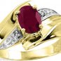 Oval Ruby and Diamond Ring set in 14K Yellow Gold
