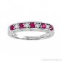 Ruby and Diamond Ring (Band) set in 14K White Gold with design cutouts