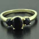 THREE STONE RUBY RING 10K YELLOW GOLD