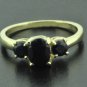 THREE STONE RUBY RING 10K YELLOW GOLD