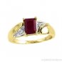 Emerald Cut Ruby and Diamond Ring 14K Yellow Gold