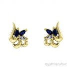 Sapphire & Diamond Earrings 14K Yellow Gold
