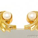 Genuine Pearl Earrings 14K Yellow Gold