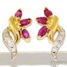 Ruby & Diamond Earrings 14K Yellow Gold