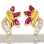 Ruby & Diamond Earrings 14K Yellow Gold