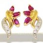 Ruby & Diamond Earrings 14K Yellow Gold