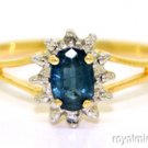 Sapphire & Diamond Ring 14K Gold (September Birthstone)