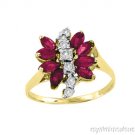 Marquise Ruby and Diamond Coctail Ring 14K Yellow Gold