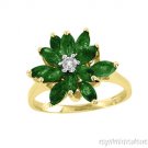 MARQUISE EMERALD AND DIAMOND COCTAIL RING 14K YELLOW GOLD