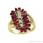4.70 CTW Baquette Ruby and Diamond Coctail Ring 14K Yellow Gold