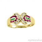 RUBIES, EMERALD AND DIAMOND SET IN 14K YELLOW GOLD