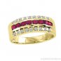 RUBY AND DIAMOND RING BAND SET IN 14K YELLOW GOLD