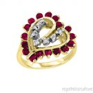 1.93 CTW RUBY AND DIAMOND HEART SHAPE RING 14K YELLOW GOLD
