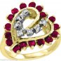 1.93 CTW RUBY AND DIAMOND HEART SHAPE RING 14K YELLOW GOLD