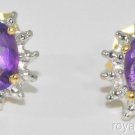 1/2 Carat Amethyst & Diamond Earrings 14K Yellow Gold