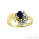 OVAL SAPPHIRE AND DIAMOND RING 14K YELLOW GOLD