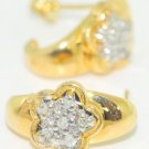 Diamond Huggy Flower Design Earrings 14K Yellow Gold