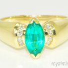 Emerald (May Birthstone) & Diamond Ring 14K Gold