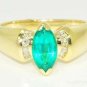 Emerald (May Birthstone) & Diamond Ring 14K Gold