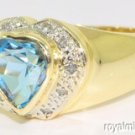 Blue Topaz (December Birthstone) & Diamond Ring14K Gold