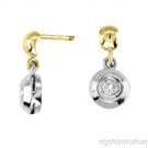 0.10 CTW Diamond Dangling Stud Earrings 14K Two-Tone Gold
