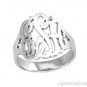 Sterling Silver .925 Monogram Personalized Initial Ring - Name Ring 16mm