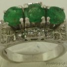 Sterling Silver Ring .925 - 1.00 Carat Genuine Emerald & Cubic Zirconia