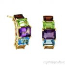 MULTICOLOR SEMI-PRECIOUS EARRINGS 14K YELLOW GOLD