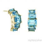 BLUE TOPAZ EARRING 14K YELLOW GOLD DEEP SEA COLOR