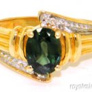 Green Sapphire & Diamond Ring 14K Yellow Gold
