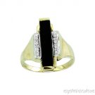 ONYX (RECTANGLE) & DIAMOND RING 14K YELLOW GOLD (GREAT FOR POINTER FINGER)