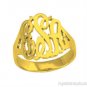 Monogram Personalized Initial Ring - Name Ring 16mm Gold Plated Sterling Silver