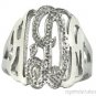 Monogram Personalized Initial Ring - Name 16mm 14K White Gold 0.05 CTW Diamonds