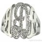 Monogram Personalized Initial Ring - Name 16mm 14K White Gold 0.05 CTW Diamonds
