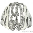 Monogram Personalized Initial Ring - Name 16mm Sterling Silver 0.05 CTW Diamond