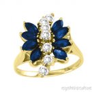 1.83 CTW Sapphire & White Sapphire Coctail Ring 14K Yellow Gold - Exotic convers