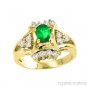 1.43 CTW Oval Emerald & Round White Sapphire Ring 14K Yellow Gold - Exotic