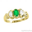 0.95 CTW Oval Emerald & White Emerald Ring 14K Yellow Gold - EXOTIC